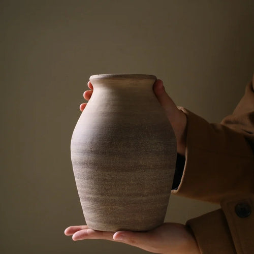 handmade retro ceramic vase for dried flower decoration - vue 4 sur 6