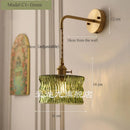Vintage glass wall light with brass socket