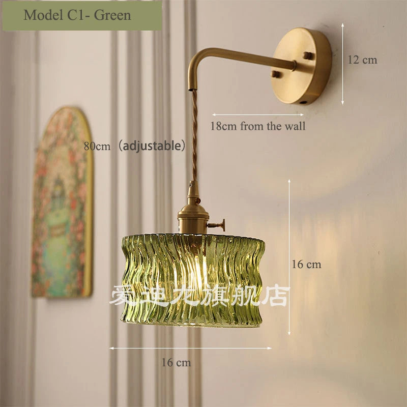 Vintage glass wall light with brass socket - vue 7 sur 21