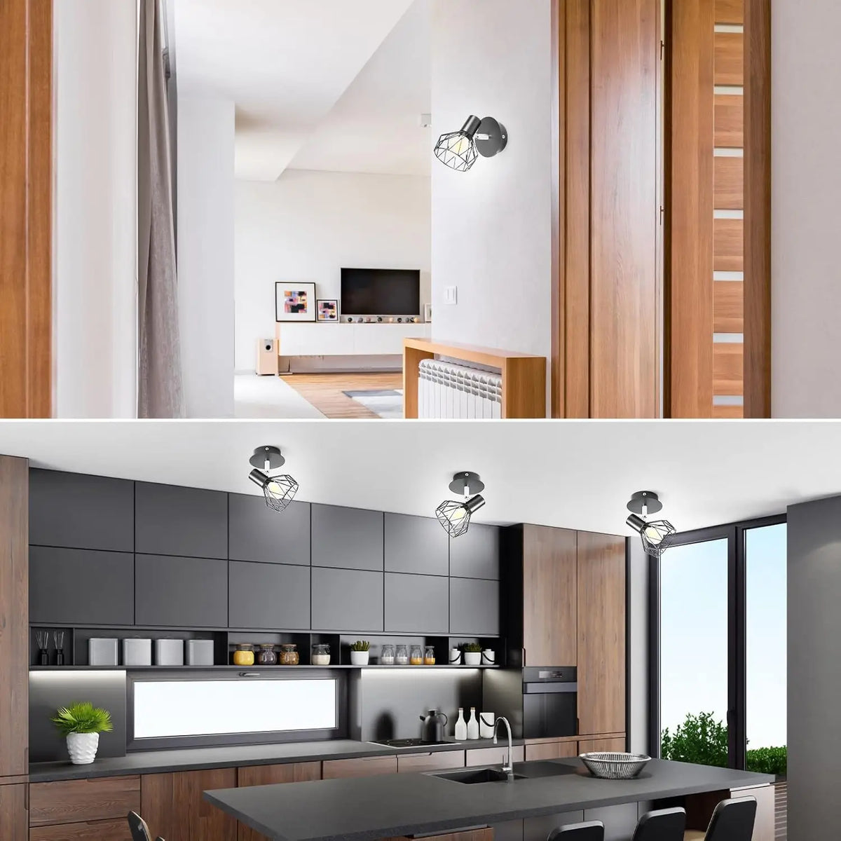 Adjustable angle ceiling light for vintage and modern lighting - vue 7 sur 7