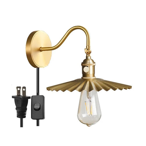 Modern copper wall light with adjustable edison LED pull chain by IWHD - vue 11 sur 23