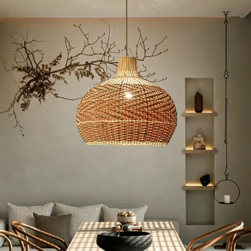 Vintage rattan pendant light for elegant interior decor