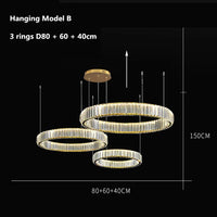 Modern round crystal LED chandelier with dimmable light