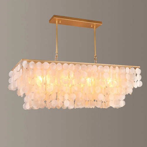 2024 Modern simple living room Scandinavian shell dining room romantic light luxury checkroom B&amp;B rectangular suction chandelier - vue 2 sur 7