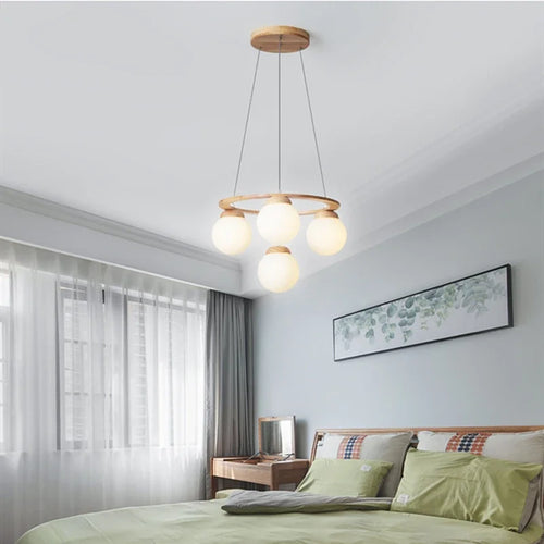 Modern multi-head glass LED chandelier for indoor use - vue 2 sur 9