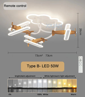 Children's cartoon airplane chandelier with remote control
