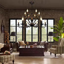 Retro industrial iron candle-style chandelier for interior decor