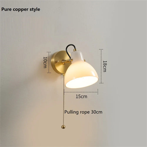 Modern glass and brass wall light with switch - vue 9 sur 8