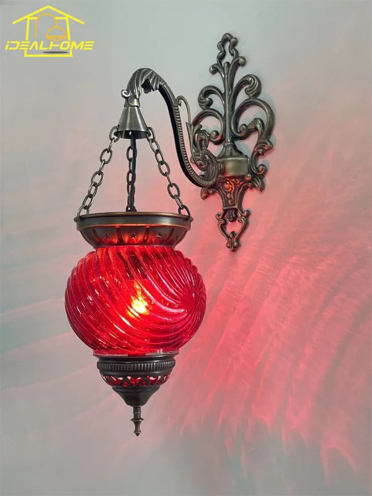 Ottoman design colourful glass wall light for café and restaurant - vue 4 sur 6