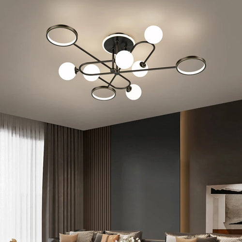 Modern white glass chandelier with elegant design for contemporary interiors - vue 2 sur 12