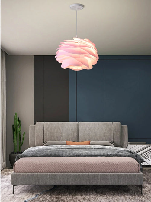 Nordic style hanging chandelier with PVC petals and free bulb - vue 2 sur 12