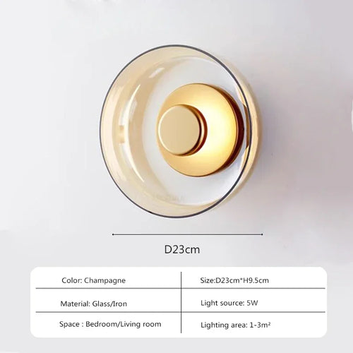 Modern glass LED wall light for Nordic interior decoration - vue 9 sur 8