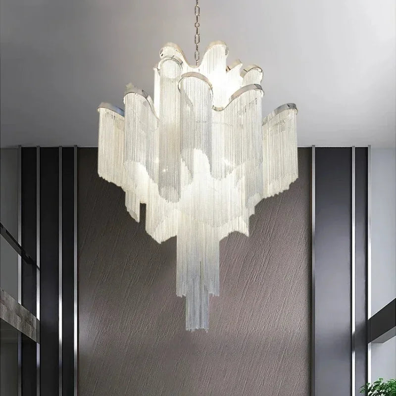 Industrial LED tassel chandelier for modern indoor decoration