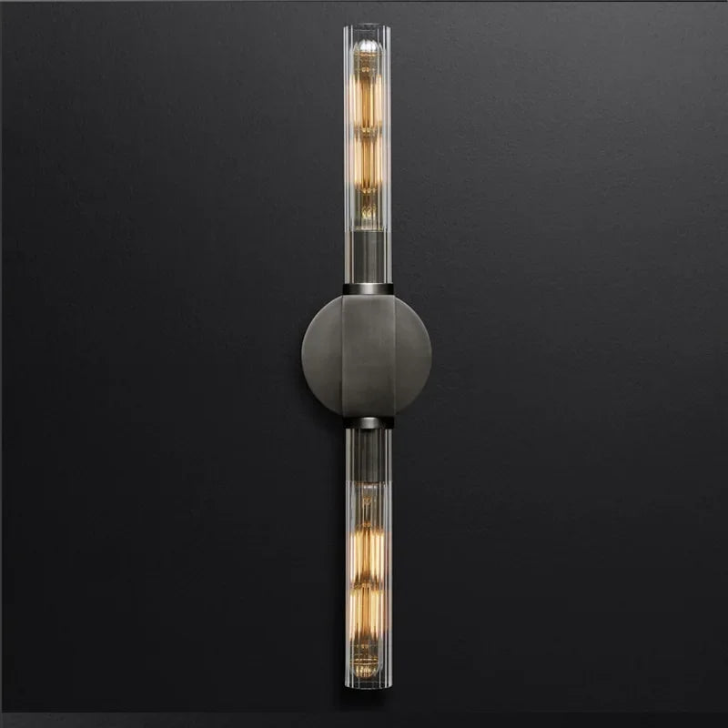 Retro double head minimalist glass wall light with stripes - vue 7 sur 8