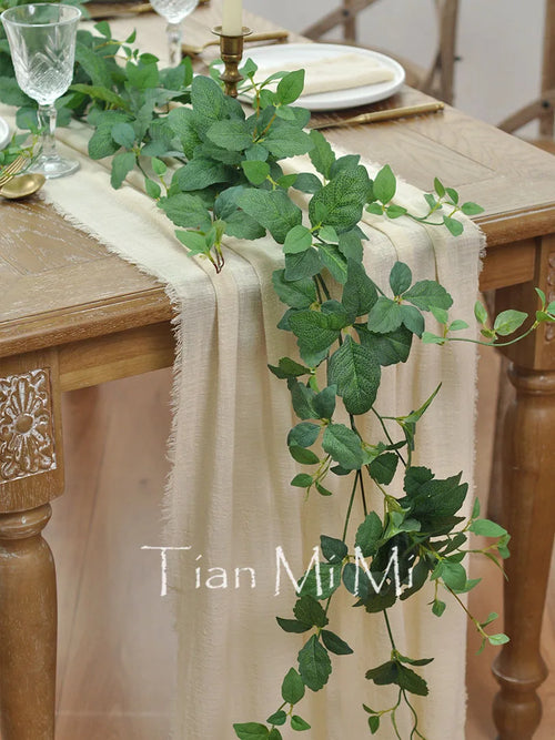 Chemin de table coton gaze vintage mariage fete - vue 5 sur 7