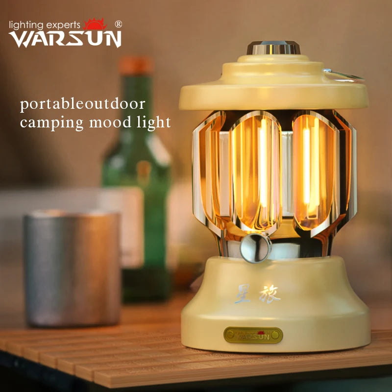 Retro portable rechargeable metal camping lantern with LED
