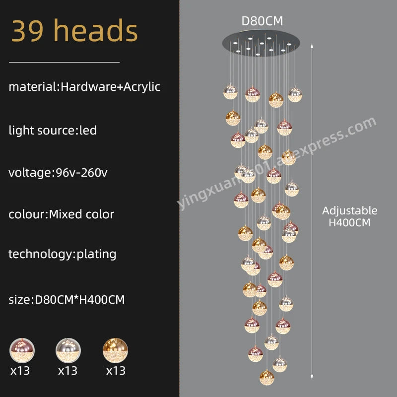 Modern acrylic ball chandelier for luxury indoor lighting