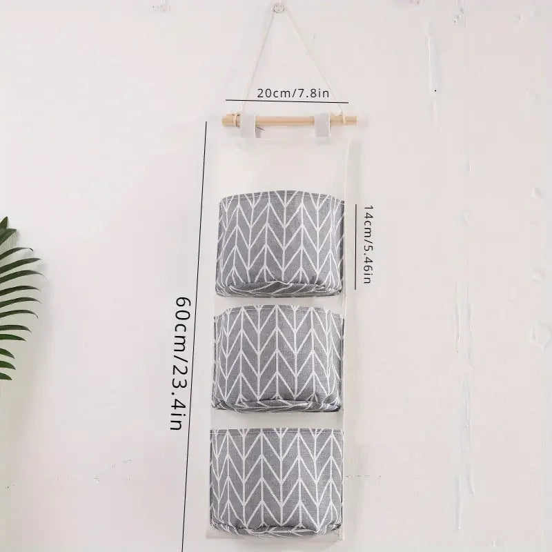 three-tier hanging bag in moisture-resistant cotton linen blend - vue 8 sur 8