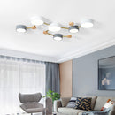 Nordic wooden LED ceiling light macaroon 3-8 heads decorative lighting