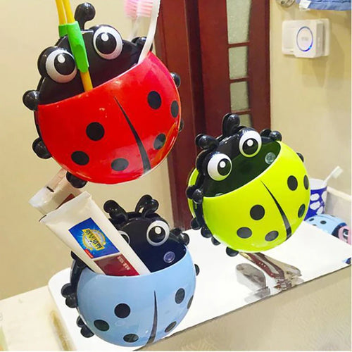 Set of 2 cute ladybird toothbrush holders for children - vue 4 sur 11