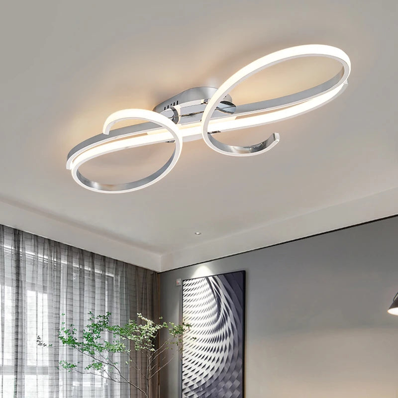 Modern plated LED ceiling light for living room, bedroom, hallway, foyer, study – indoor home chandelier