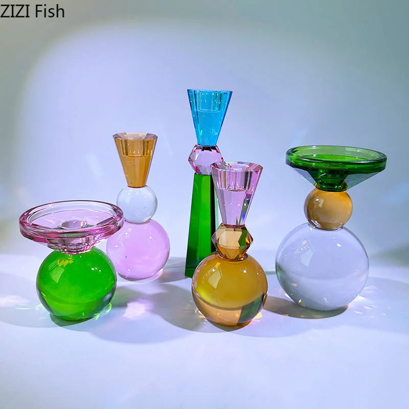 Coloured crystal candle holders for modern and romantic decor - vue 5 sur 11