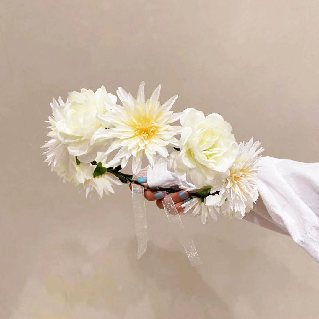 Bohemian floral hairband decorative bridal crown - vue 9 sur 9