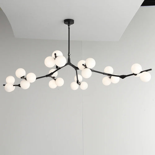 Glass chandelier with tree branches and glowing glass balls - vue 3 sur 12