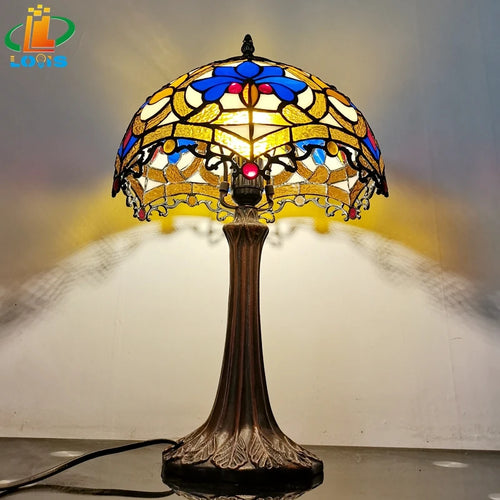 Tiffany style table lamp for nostalgic decor and gifts - vue 4 sur 6