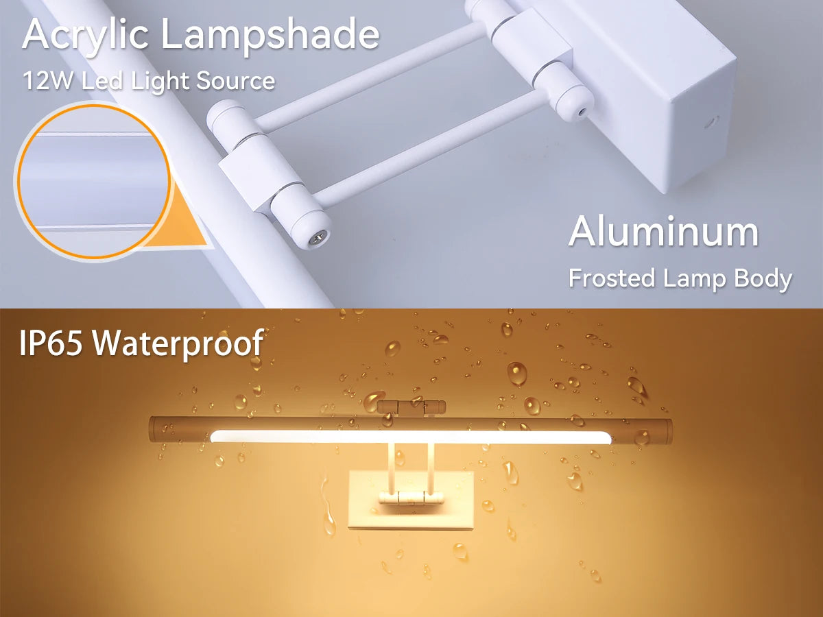 Modern adjustable angle waterproof LED mirror wall light - vue 5 sur 10