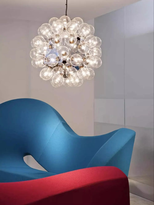 Chrome and gold glass LED chandelier for interior decoration - vue 2 sur 12