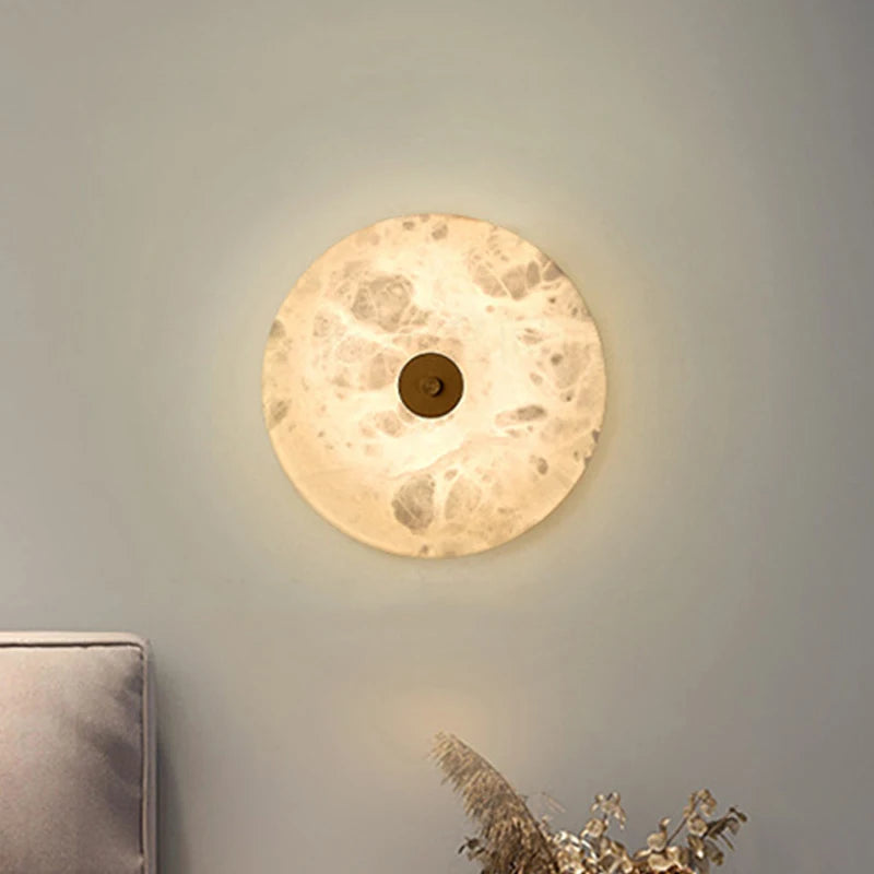 Round marble LED wall light 20cm/25cm for living room, bedside, stairs, restaurant or hotel