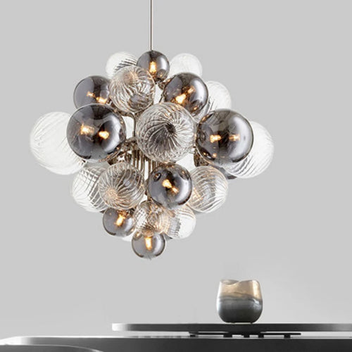 Nordic creative iron and glass bubble luxury chandelier - vue 6 sur 10