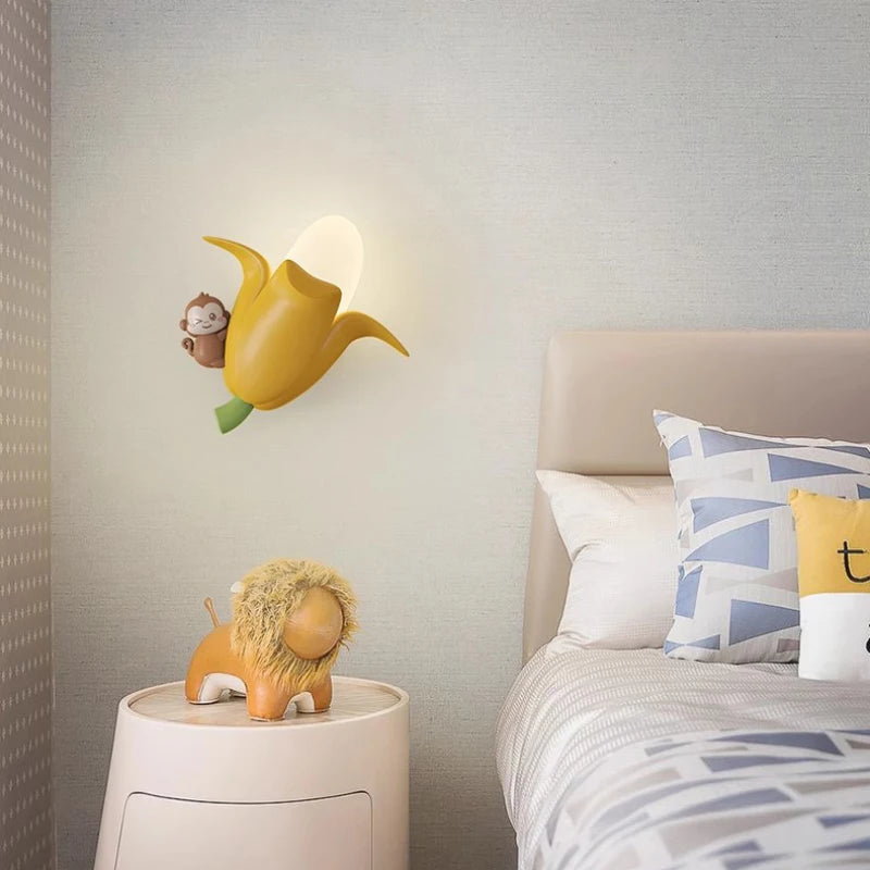 Creative banana, corn, and strawberry wall light for children's room