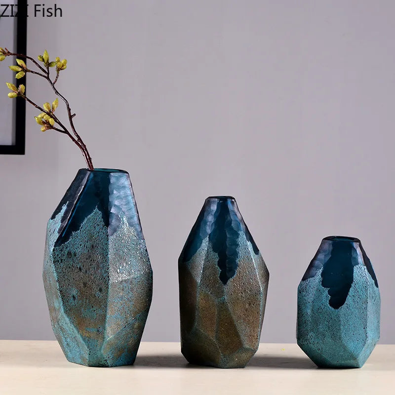 geometric glass vase for modern and aesthetic decoration