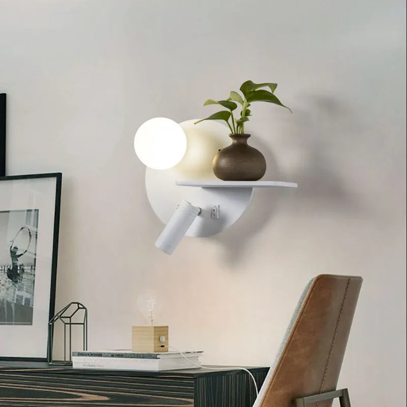 led wall light with usb charging for mobile phone