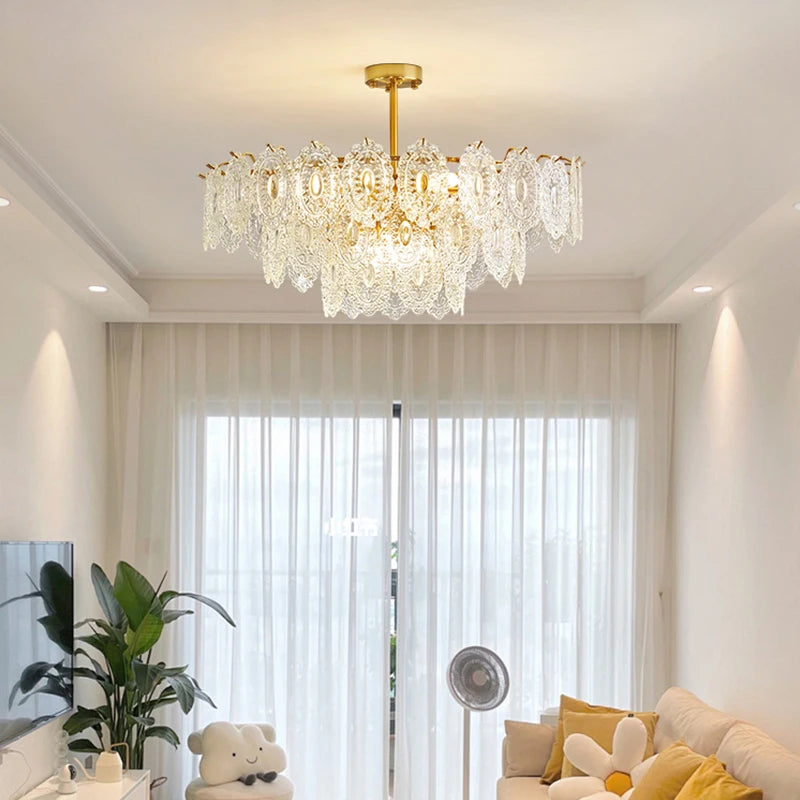 Luxury style glass chandelier for elegant interiors