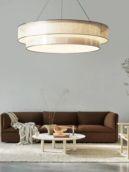 Modern circular fabric chandelier for elegant interiors - vue 6 sur 8