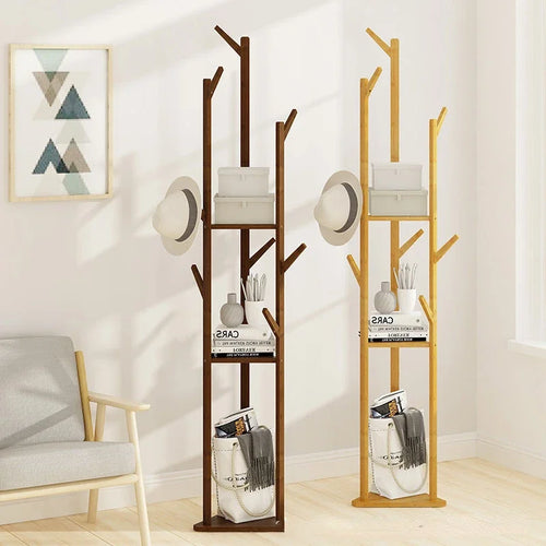 multifunctional bamboo coat rack for modern clothes - vue 3 sur 15