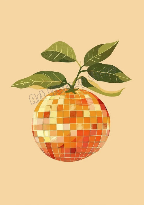 affiche artistique boule disco abstraite rétro pour décoration intérieure