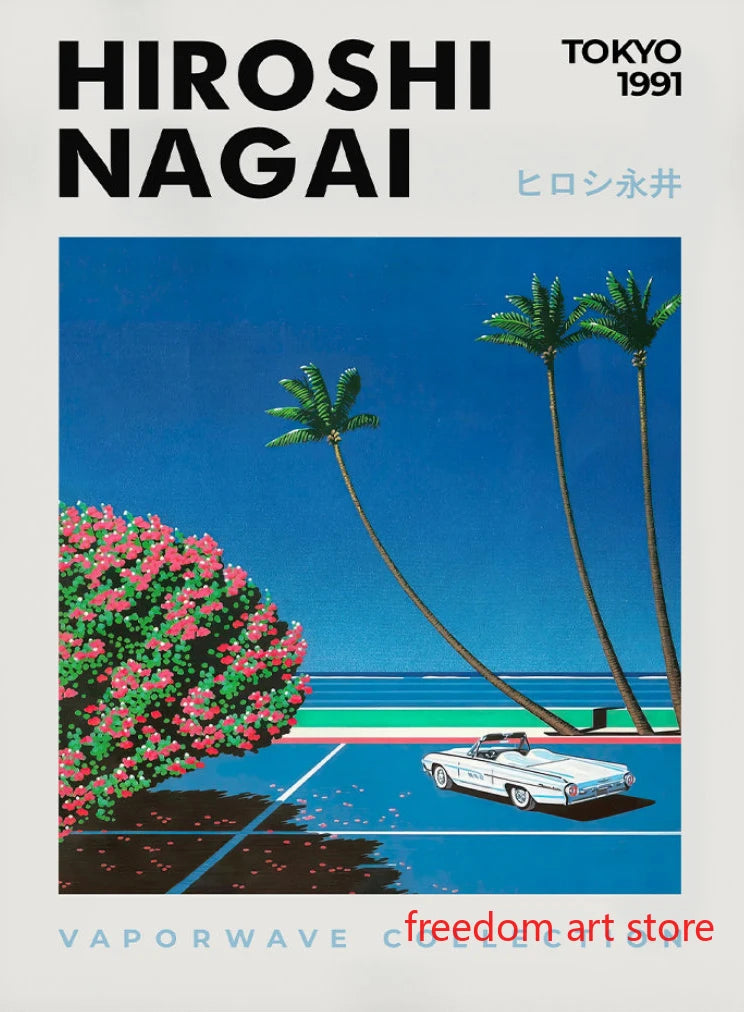 Vintage Japanese 80s art posters by Hiroshi Nagai wall decor