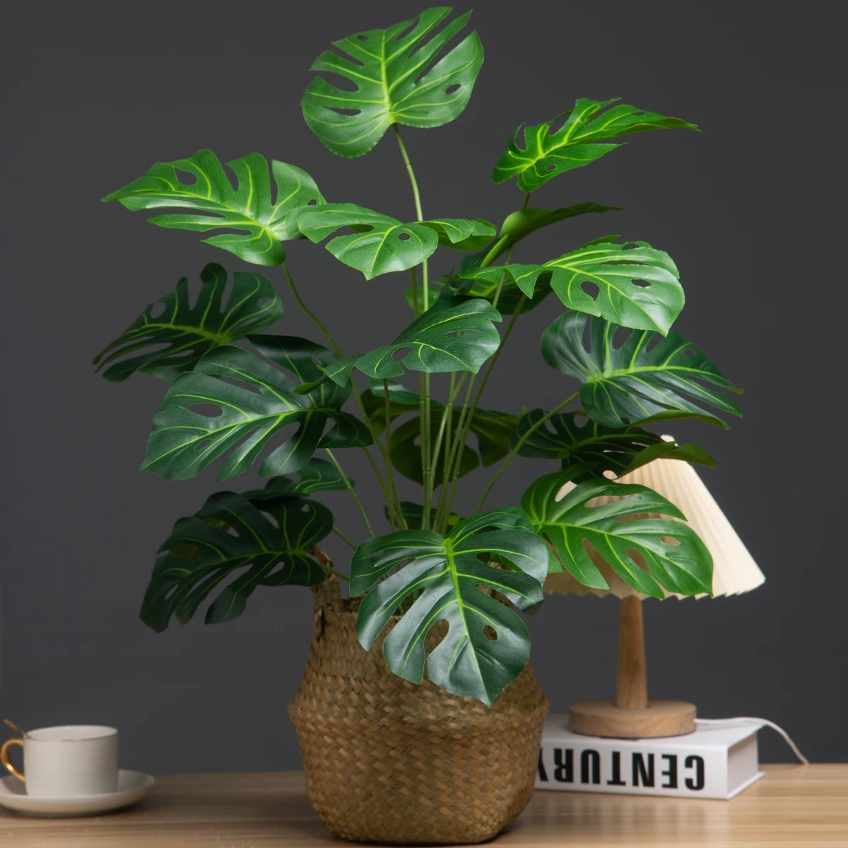 Artificial monstera tree with tropical foliage for indoor decoration