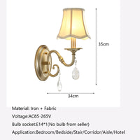 Crystal and fabric wall light in American country style for hotel