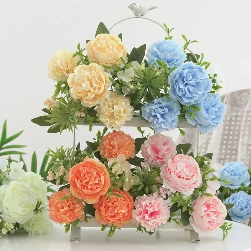 Artificial hydrangea and peony bouquet for home decoration
