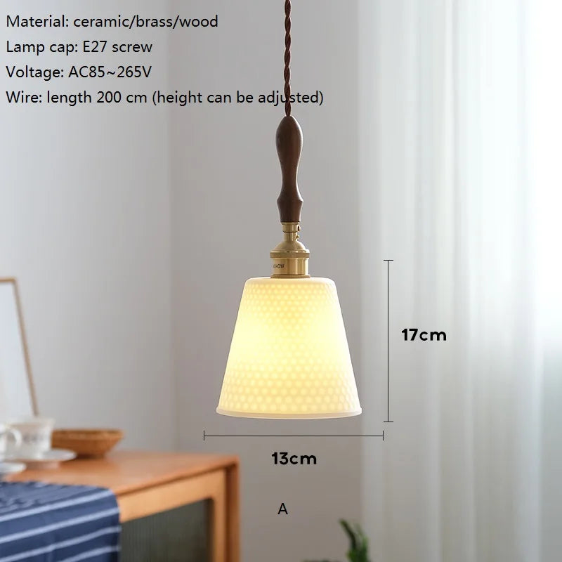 Japanese ceramic LED pendant light for kitchen and restaurant - vue 3 sur 11