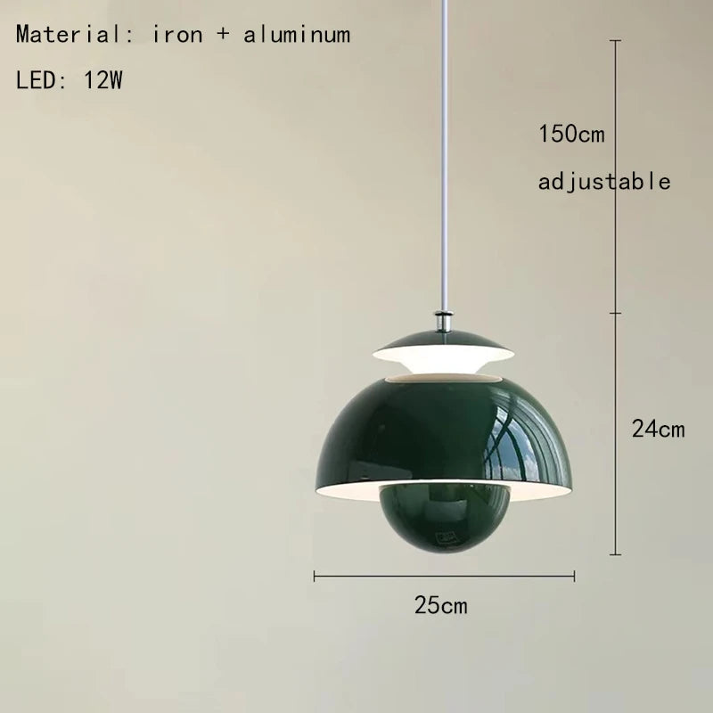 Modern LED pendant light in metal with adjustable cord
