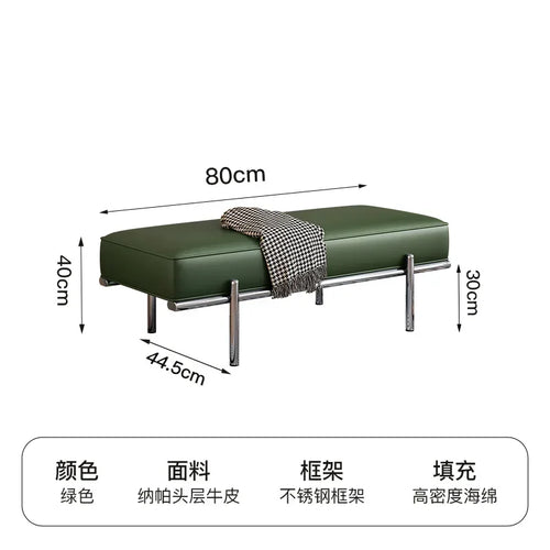 Stainless Steel Shoe Changing Bench, Long Stool, Italian Minimalist Leather, Bed-End Seat, Light, Luxury - vue 12 sur 42