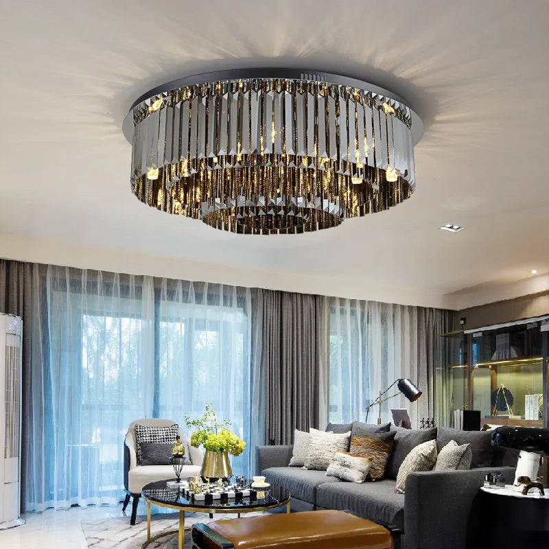 Luxury round crystal LED ceiling light - vue 4 sur 9