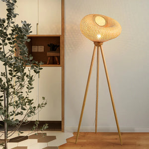 Japanese retro art bamboo floor lamp for elegant interior