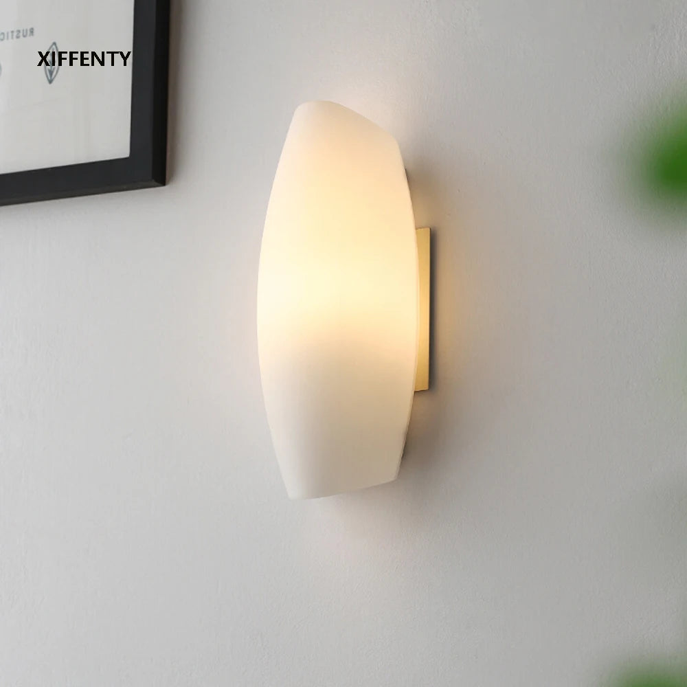 White glass LED wall lamp for interior decoration